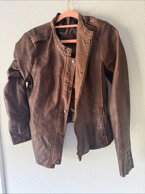Maurices Brown Quilted Leather Jacket
